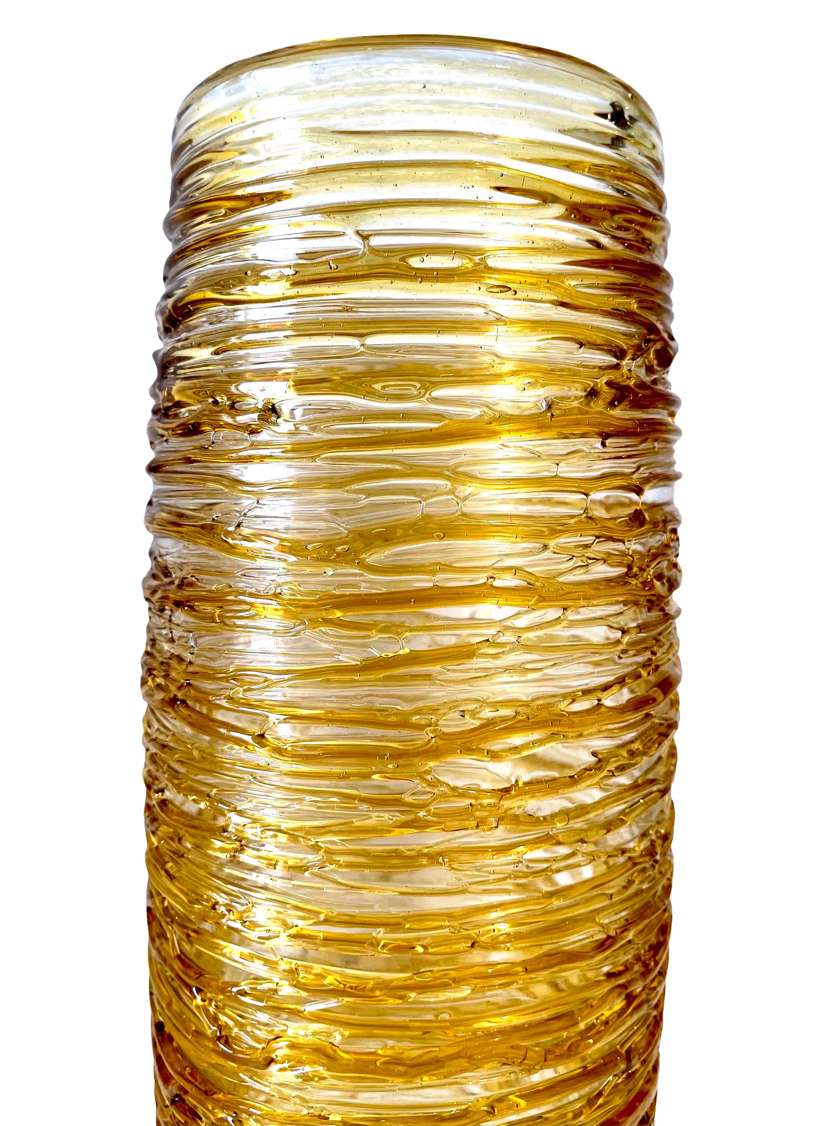 Grande sculpture abstraite en verre de Murano soufflé dorée et transparente de Constantini en vente 5