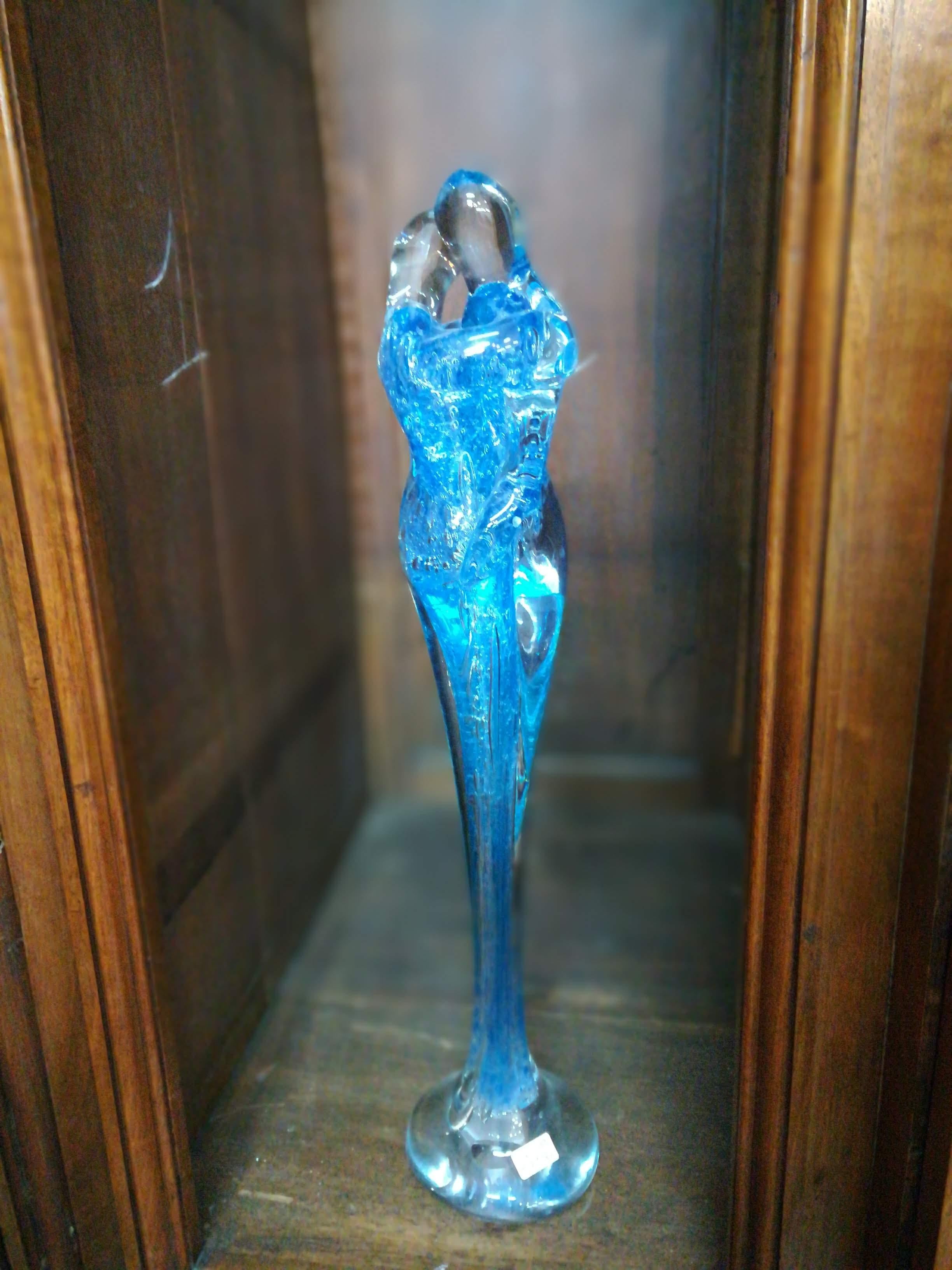 Blown Glass Sergio Costantini Contemporary Blue Blown Murano Glass Lovers Sculpture, 2016 For Sale