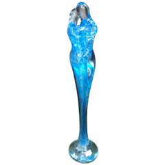 Sergio Costantini Contemporary Blue Blown Murano Glass Lovers Sculpture, 2016