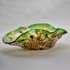 Schale aus Muranoglas mit grünem Rand von Sergio Costantini