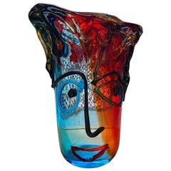 Sergio Costantini, Multi-Color Murano Crystal Vase, circa 1980