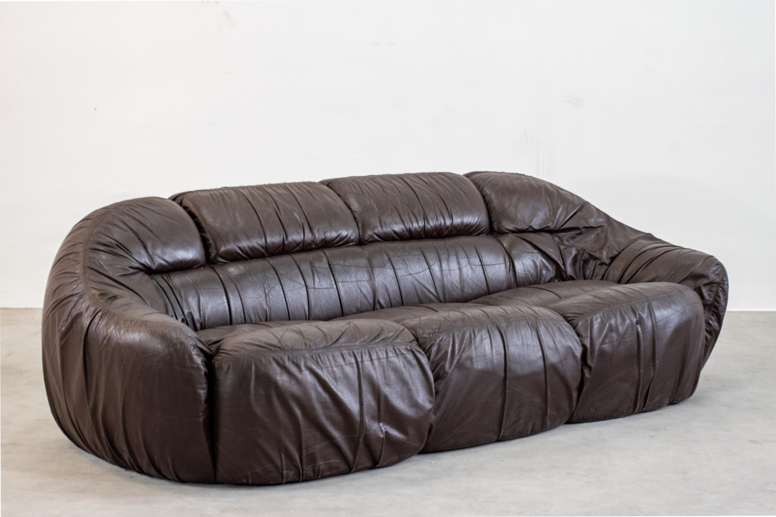 Otaria sofa in ABS, polyurethane foam, and padded leather, designed by Sergio Crippa for Neoflex, 1970s, Italy.

 