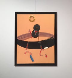 Sergio Dangelo 'Composition' Latest 80's Oil Assemblage Canvas Contemporary Art