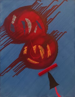 Sergio Dangelo 'Composition' Latest 80's Oil Mixed Media Canvas Contemporary Art