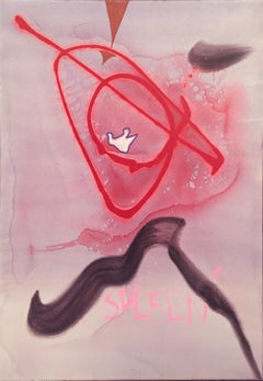 Vintage Sergio Dangelo 'Spleen' Latest 80's Oil Mixed Media Canvas Contemporary Italian