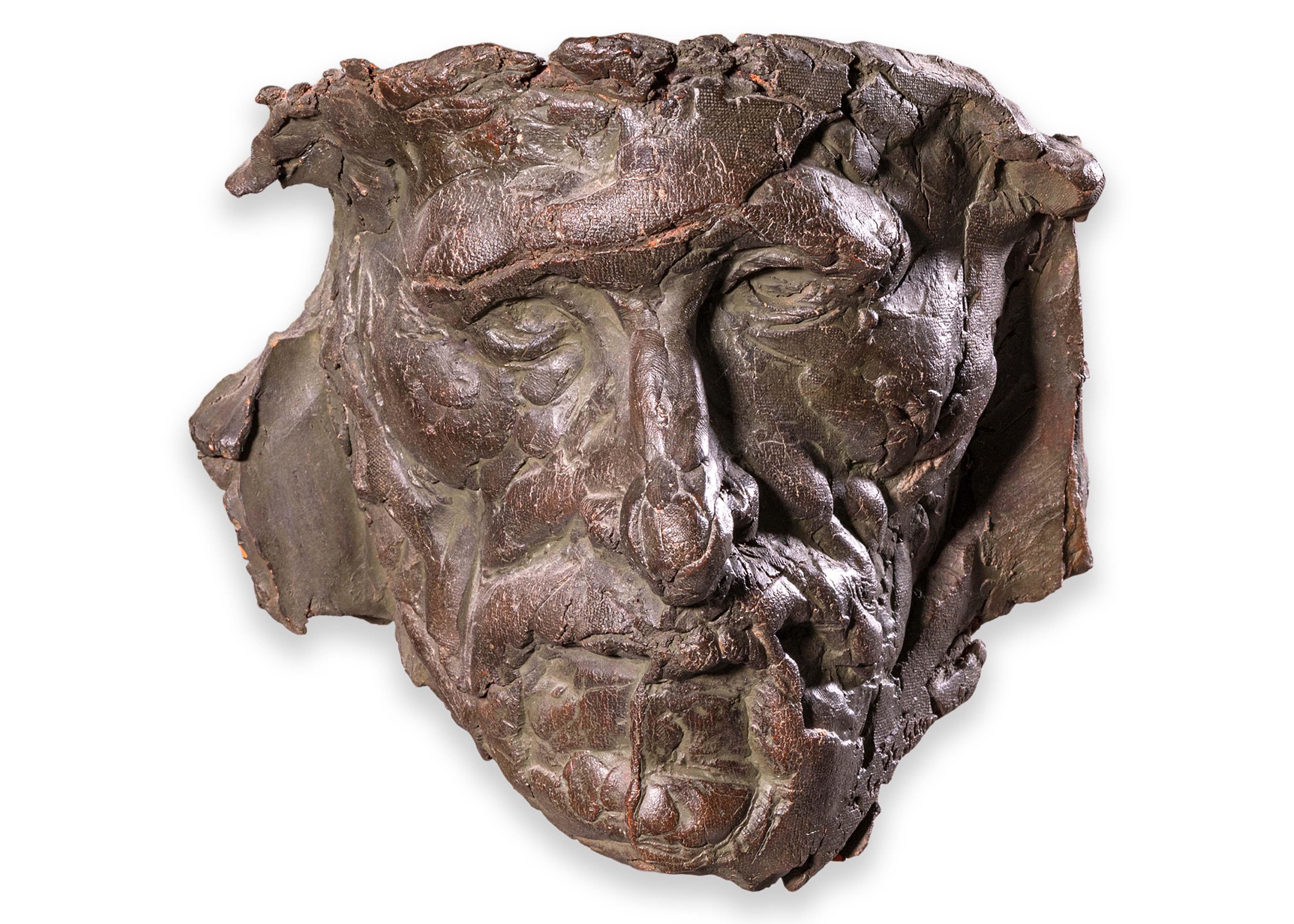 Sergio de Giusti Modernist Contemporary Biomorphic Ceramic Face Mask Sculpture For Sale 3
