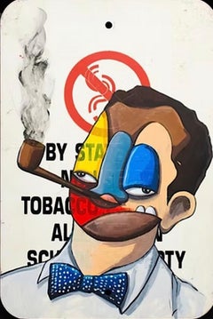 Contemporary art pop art street art cubism figurative red blue white sign framed