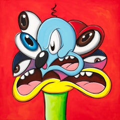 Contemporary art pop art street art figurative red hand painted interior
