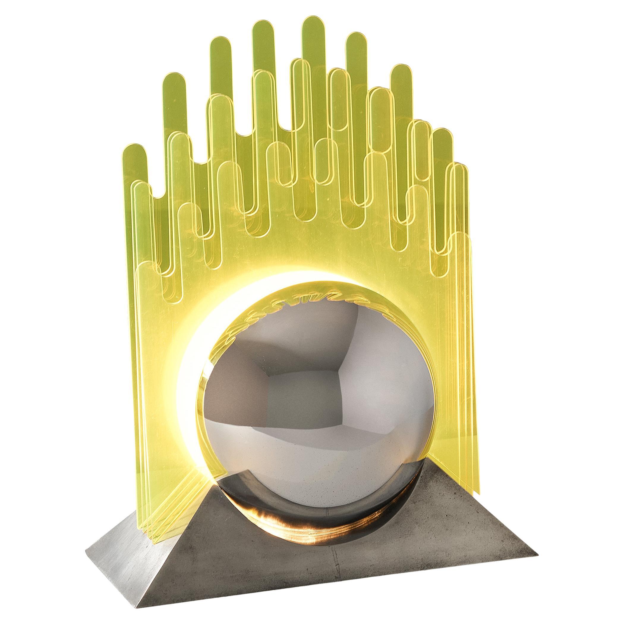 Lampe de table «fera » de Sergio Giobbi & Patrizia Innocenti en acrylique jaune en vente