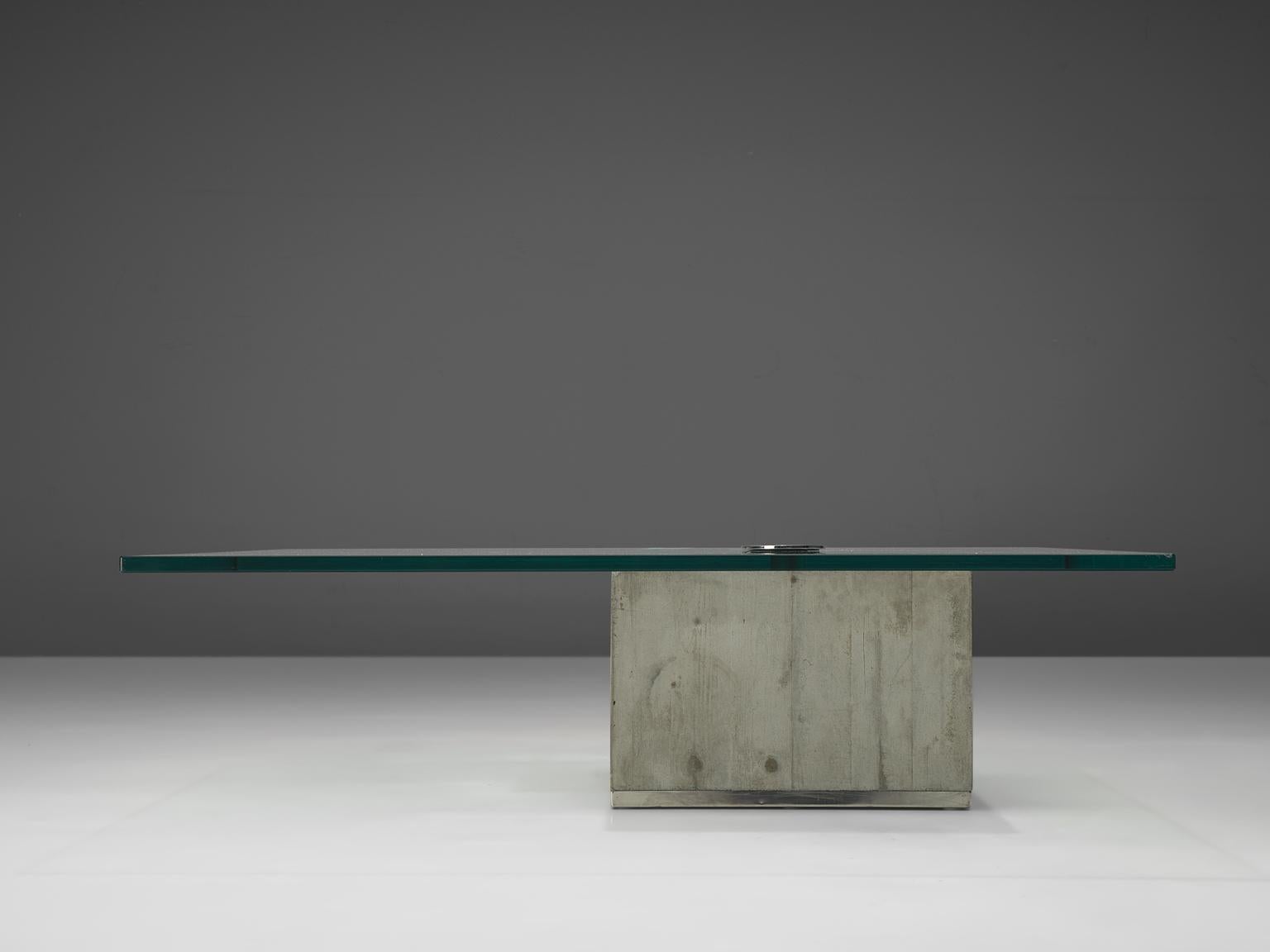 Italian Sergio & Giorgio Saporiti Coffee Table in Concrete and Glass For Sale