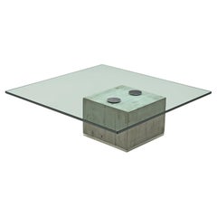 Vintage Sergio & Giorgio Saporiti Coffee Table in Concrete and Glass