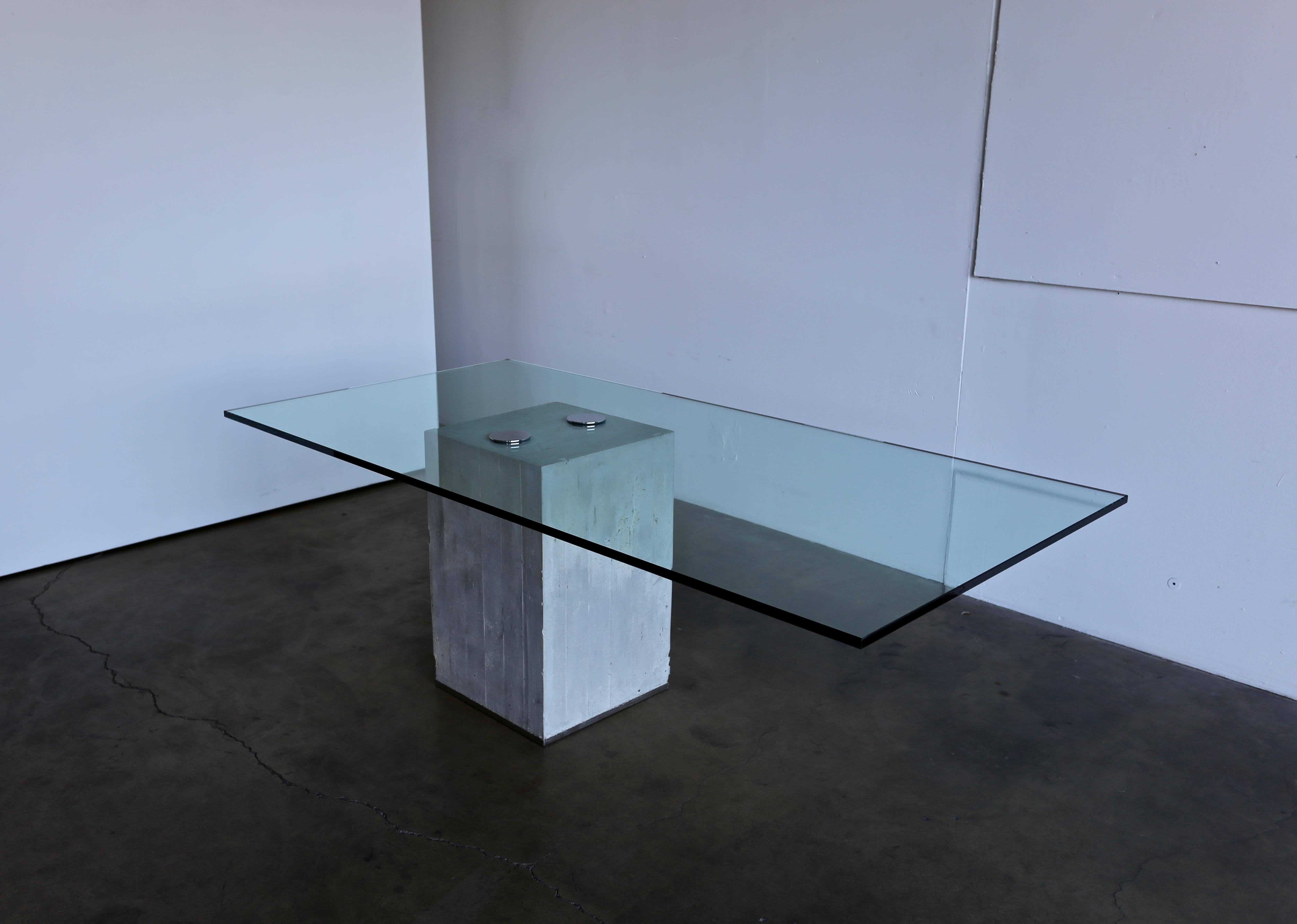 Sergio & Giorgio Saporiti Concrete and Glass Dining Table, circa 1970 5