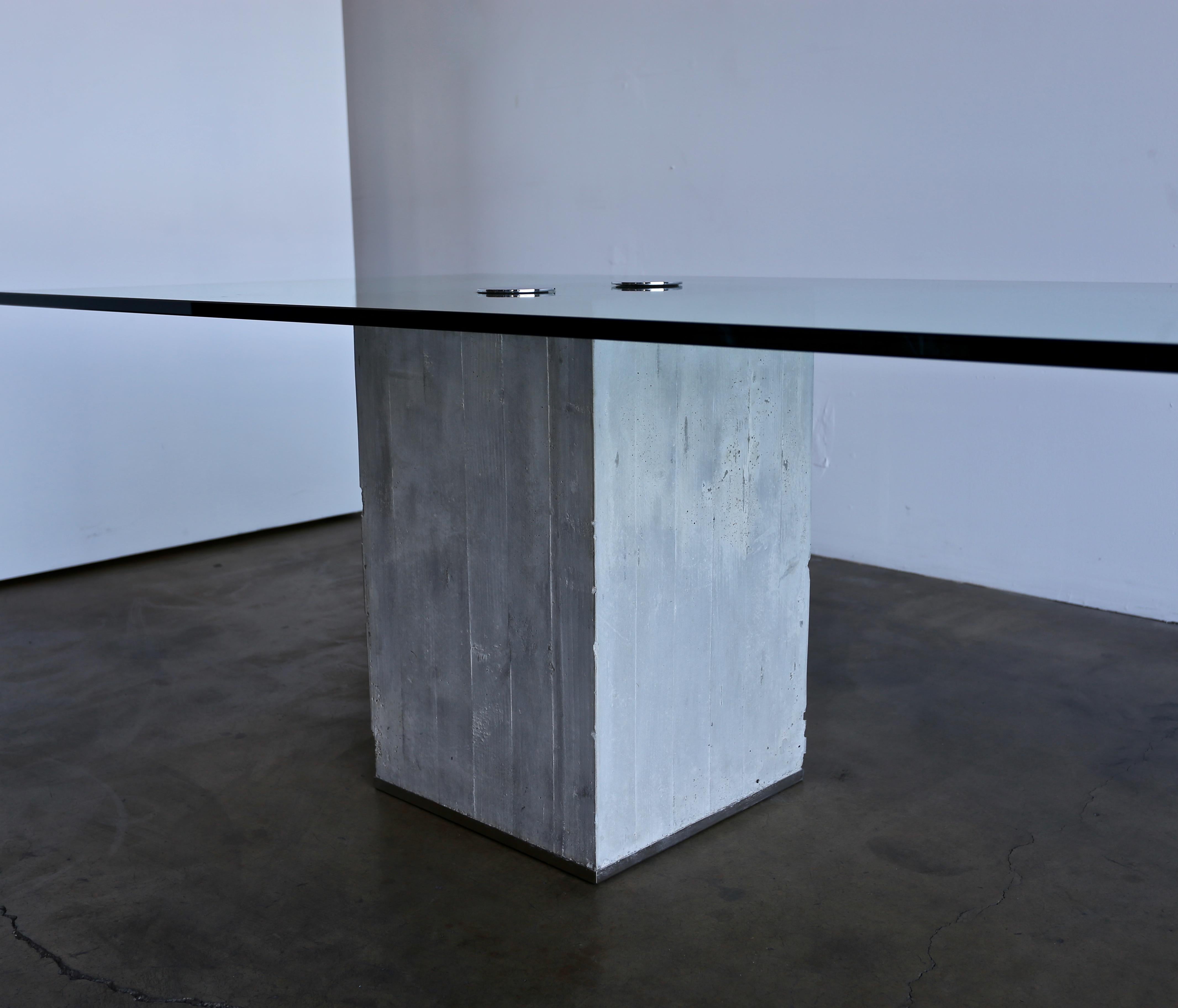 Sergio & Giorgio Saporiti concrete and glass modern dining table, circa 1970.