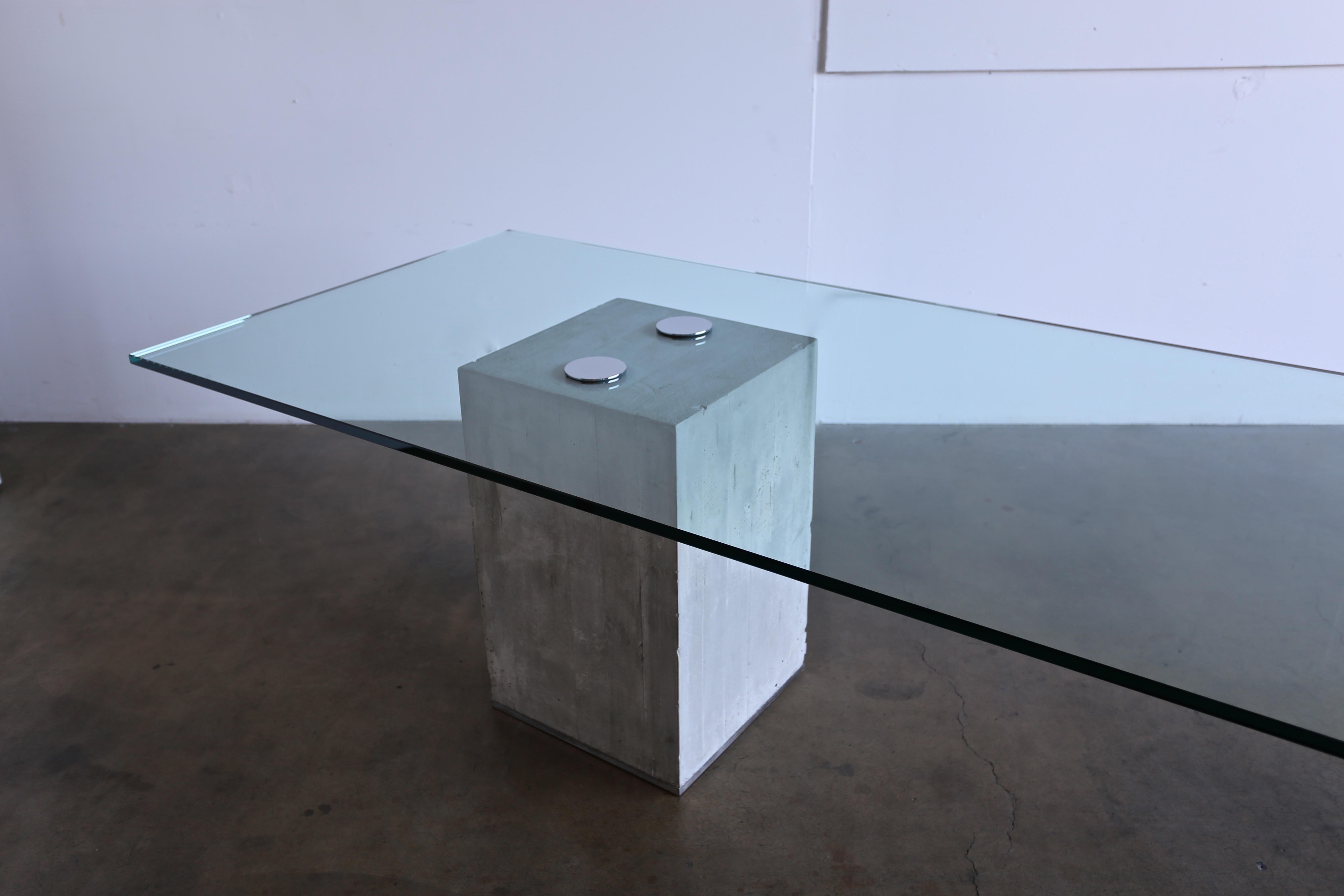 Sergio & Giorgio Saporiti Concrete and Glass Dining Table, circa 1970 3
