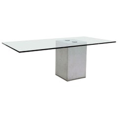 Sergio & Giorgio Saporiti Concrete and Glass Dining Table
