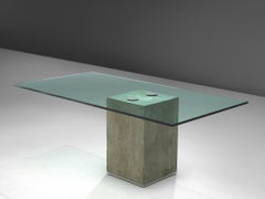 Sergio & Giorgio Saporiti Dining Table in Glass and Concrete