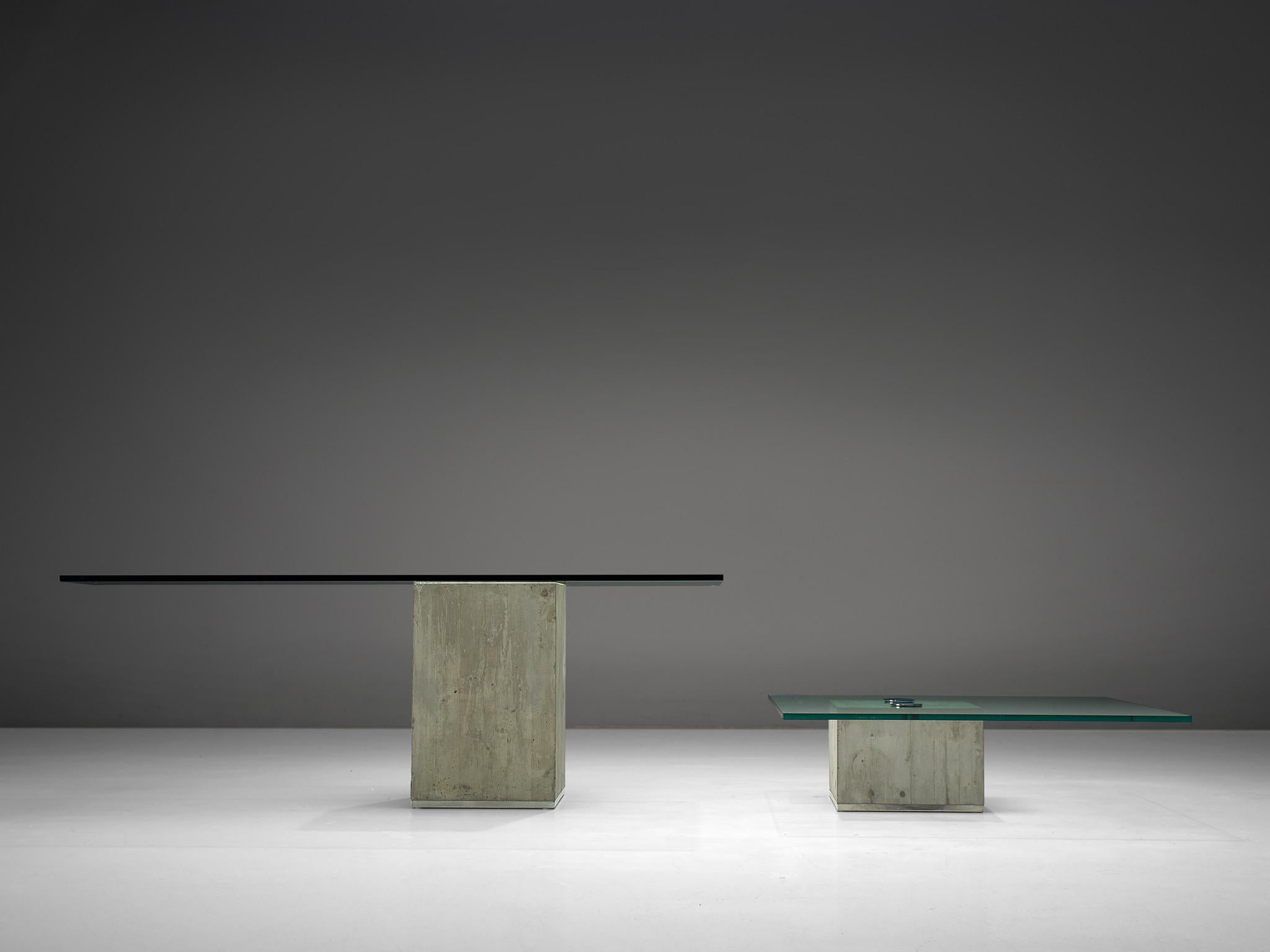 Sergio & Giorgio Saporiti Dining Table in Glass and Concrete 1