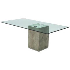 Sergio & Giorgio Saporiti Dining Table in Glass and Concrete