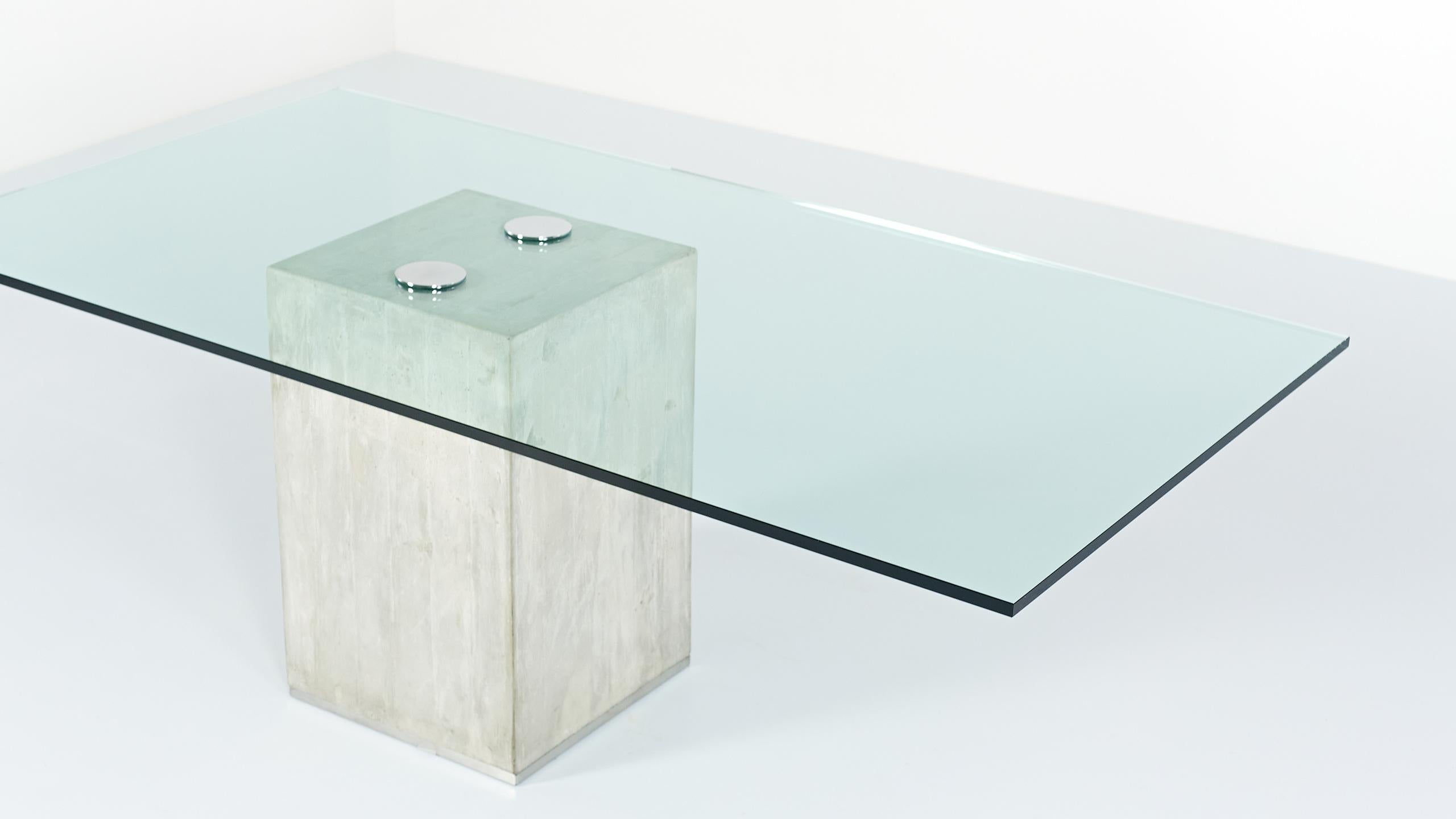 Sergio & Giorgio Saporiti, Glass and Concrete Dining Table 4