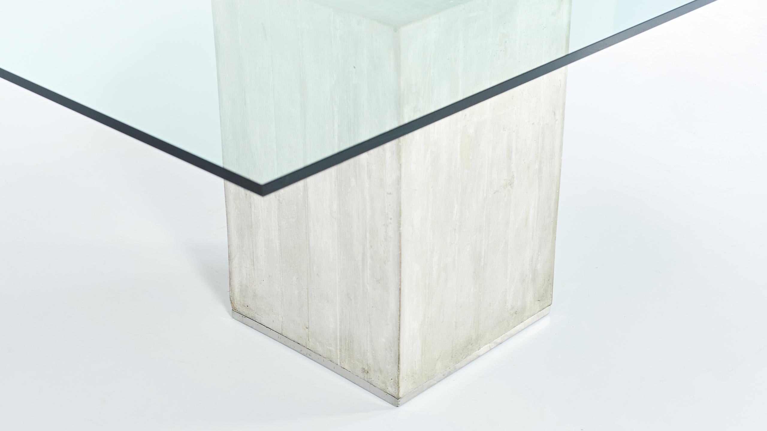 Sergio & Giorgio Saporiti, Glass and Concrete Dining Table 6