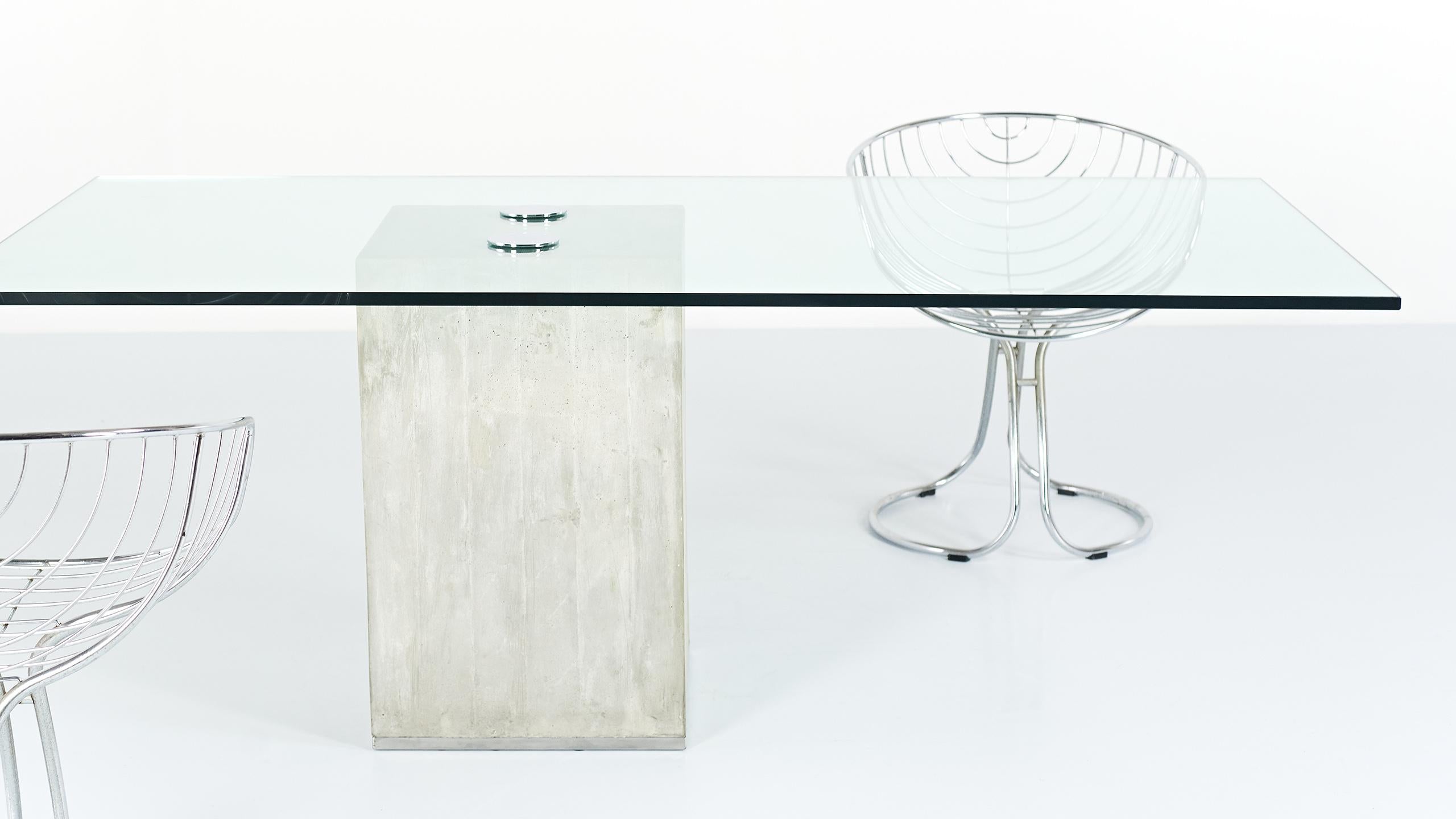 Sergio & Giorgio Saporiti, Glass and Concrete Dining Table 7