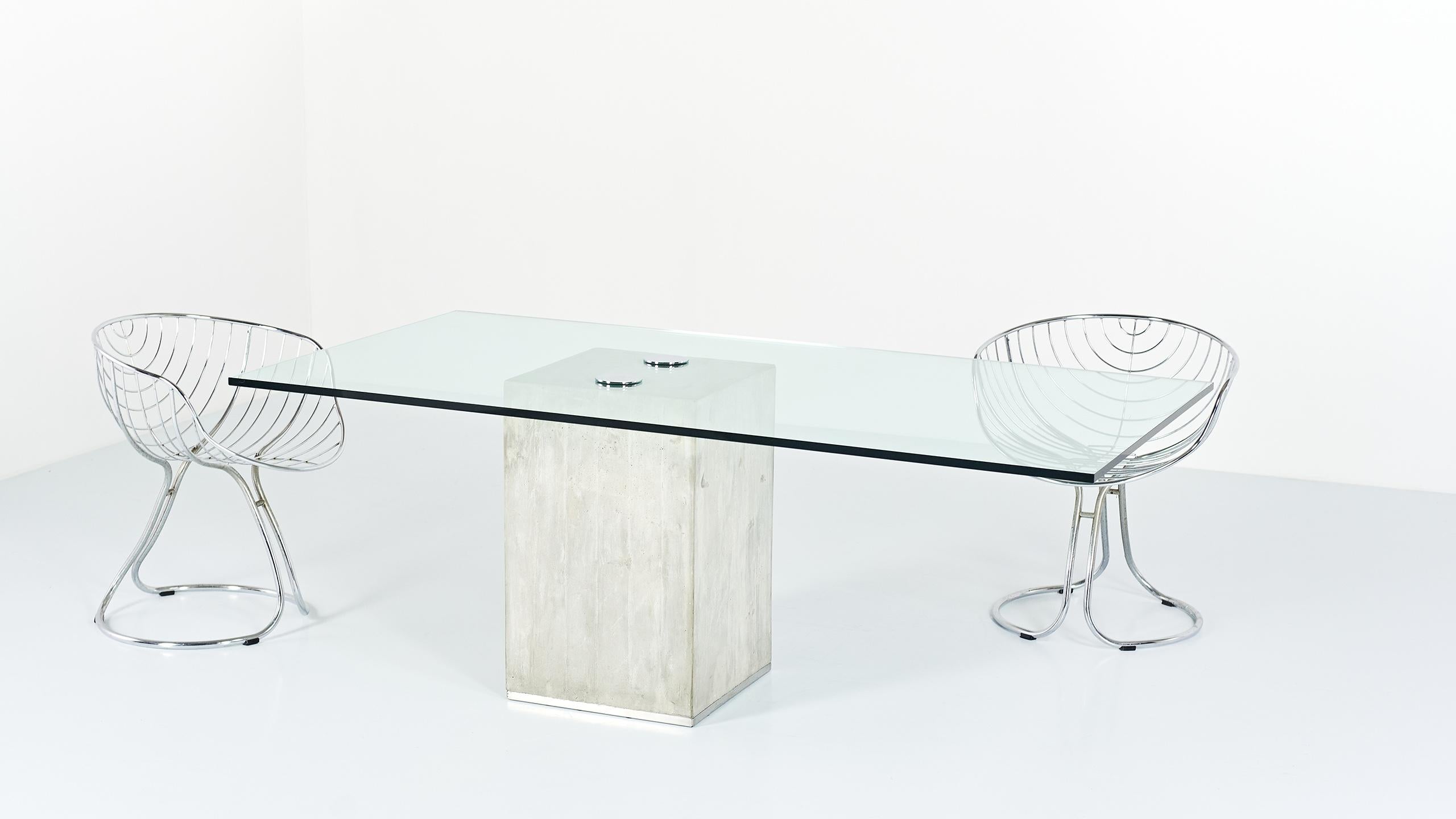 Sergio & Giorgio Saporiti, Glass and Concrete Dining Table 8