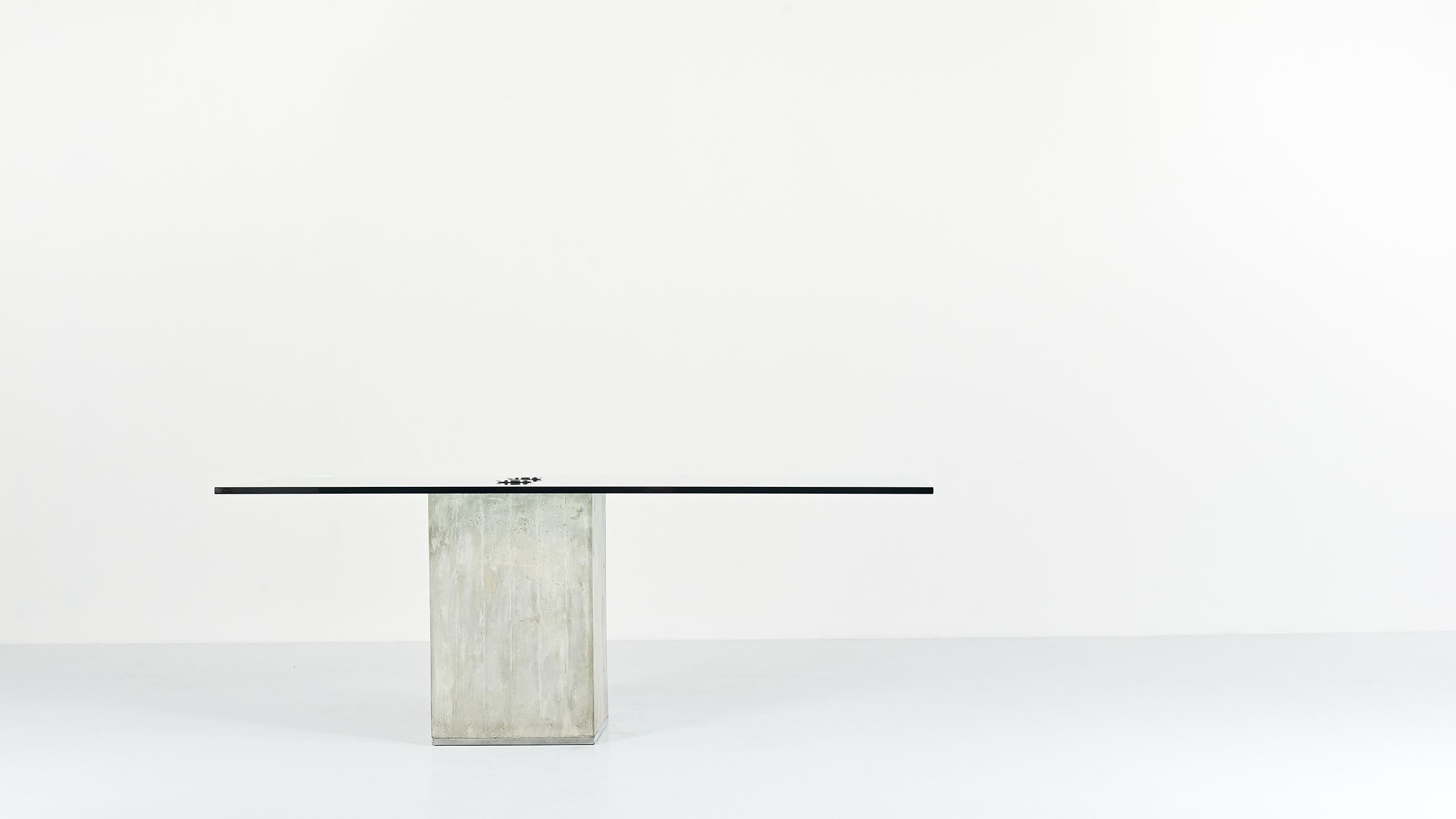 Italian Sergio & Giorgio Saporiti, Glass and Concrete Dining Table