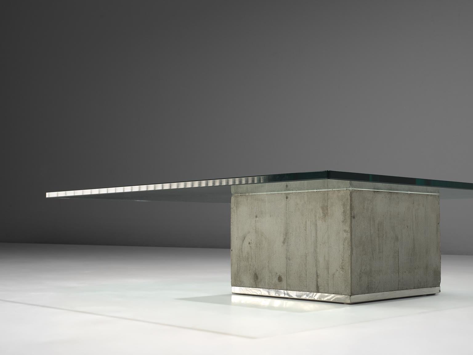 Mid-Century Modern Sergio & Giorgio Saporiti Modern Coffee Table with Concrete and Glass