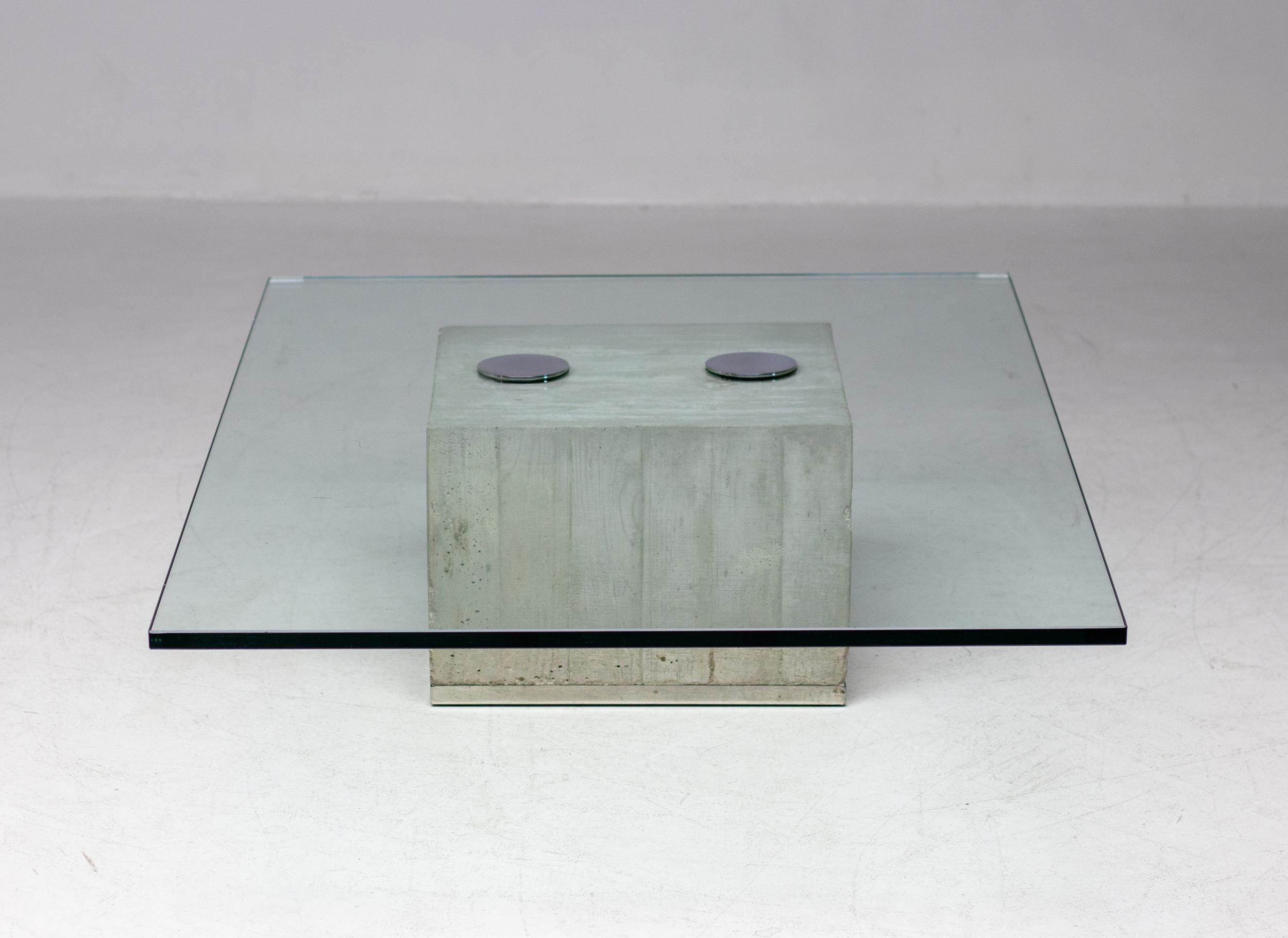 Mid-Century Modern Sergio & Giorgio Saporiti 'Sapo' Coffee Table in Concrete and Glass