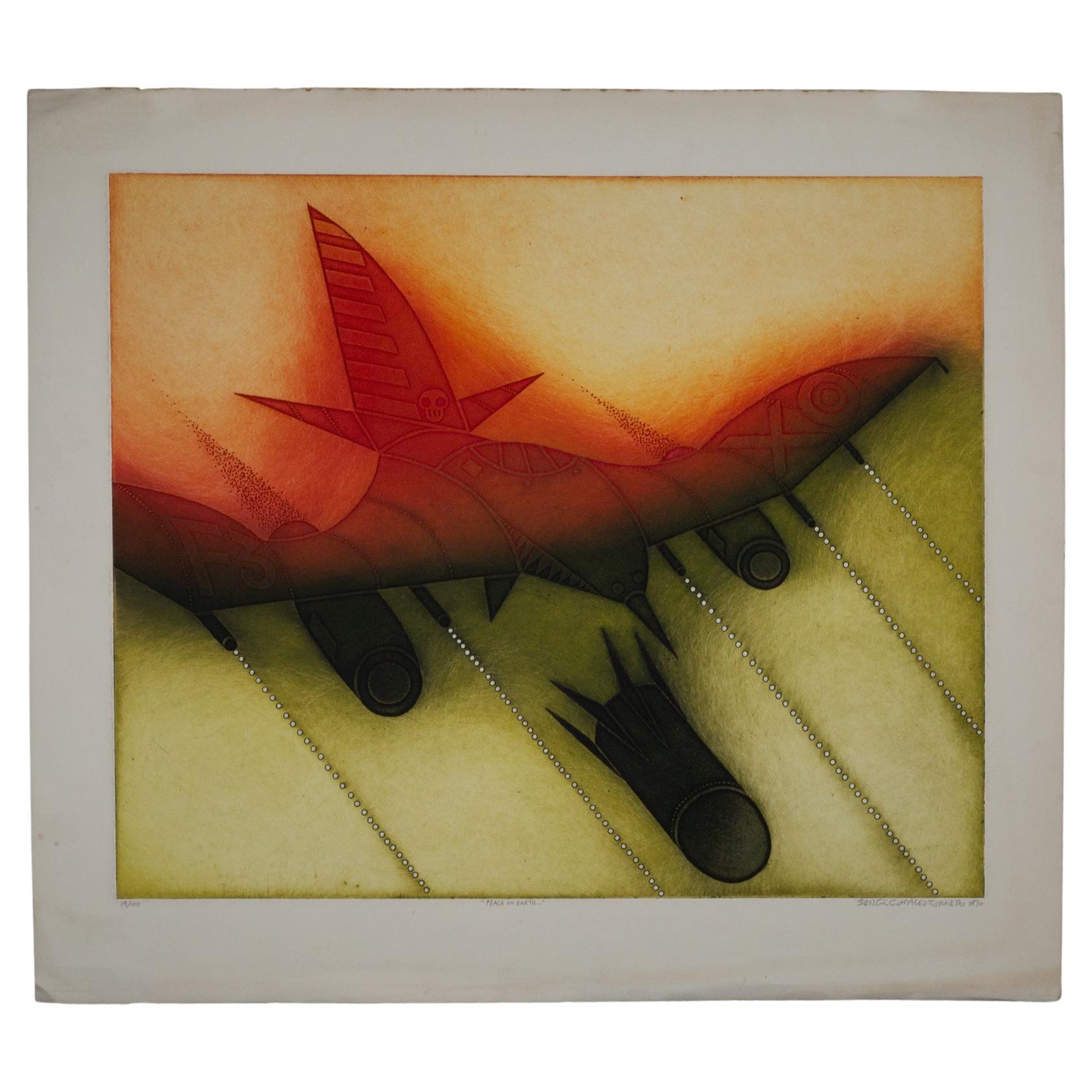 Sergio Gonzales-Tornero, Paz en la Tierra, Edición limitada, Aguafuerte, 1970 en venta