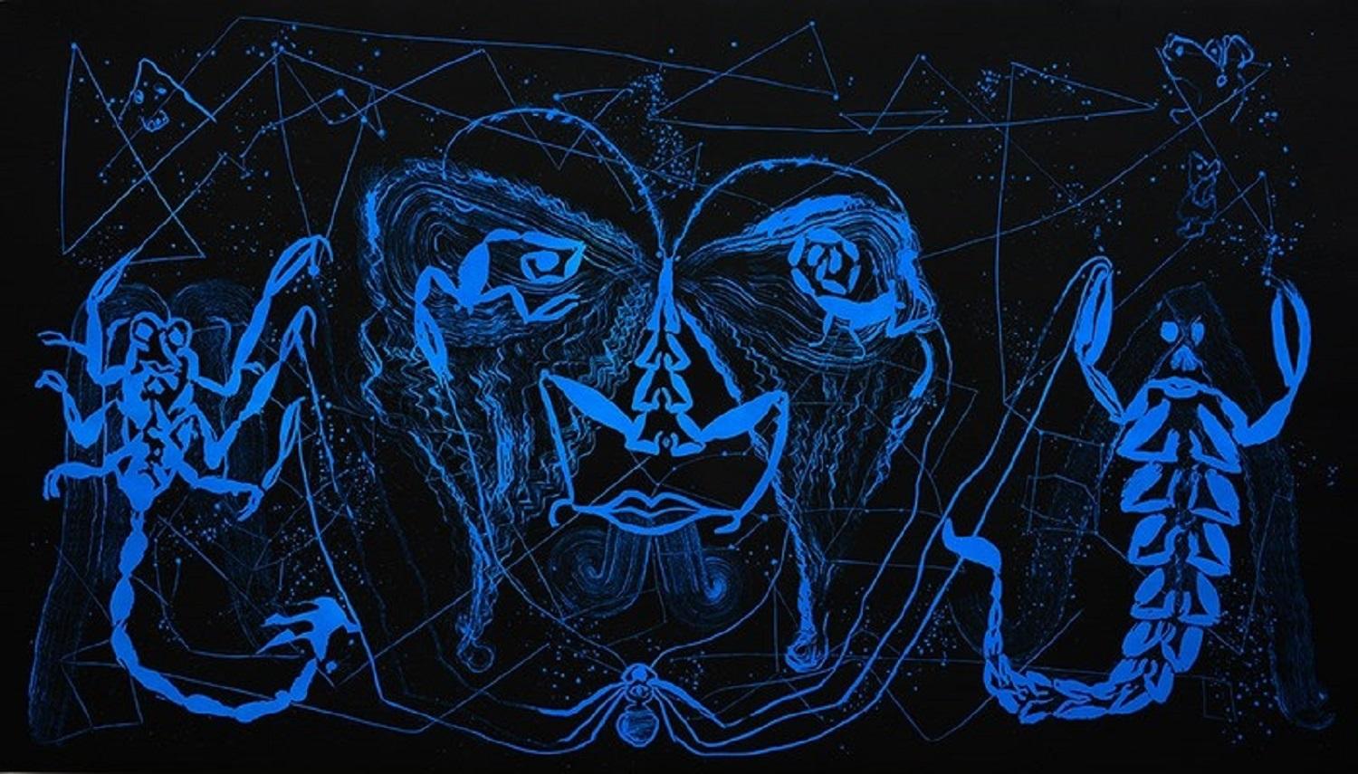 Sergio Hernández, 'Alacranes azules', 2016, Woodcut, 46.9x82.7 in