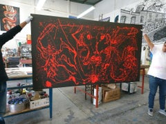 Sergio Hernández, 'Alacranes rojos', 2016, Woodcut, 46.9x82.7 in