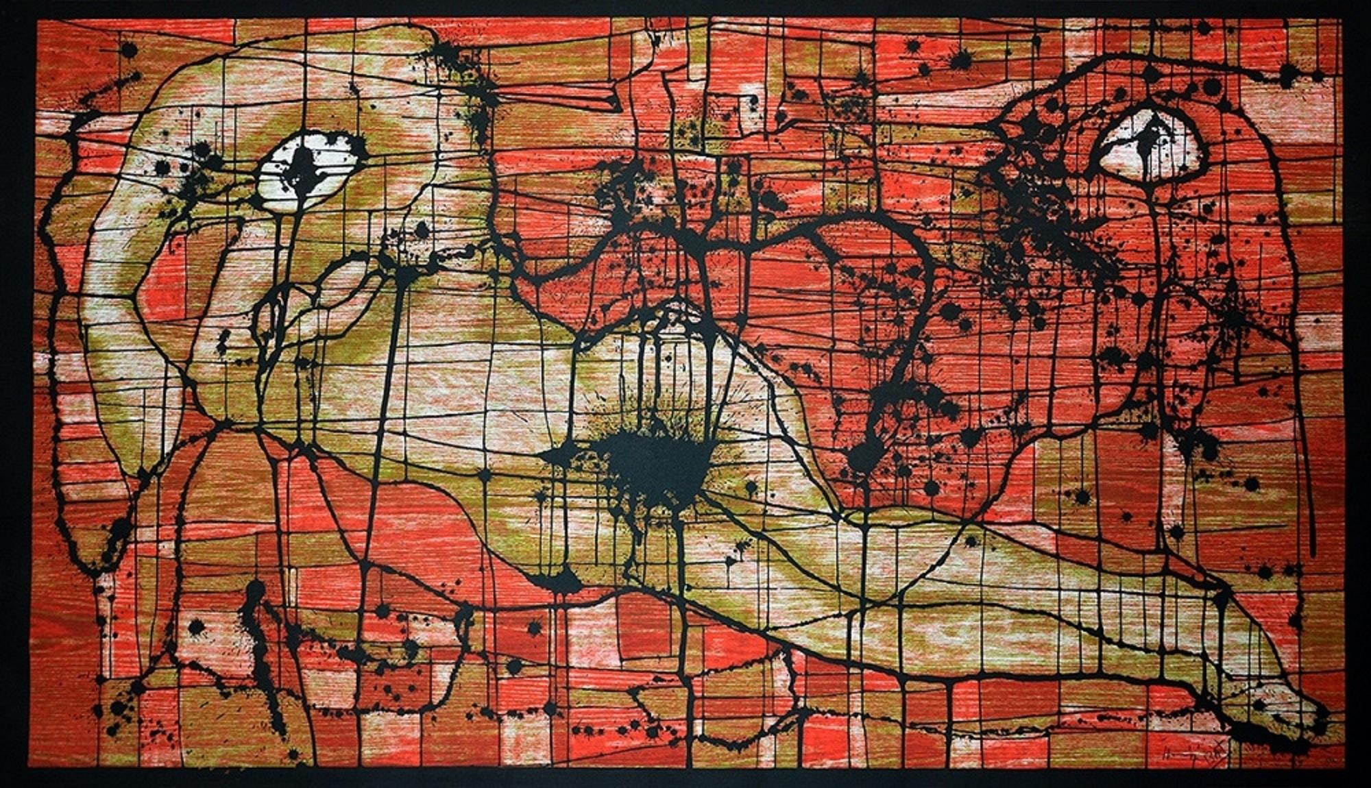 Sergio Hernández Nude Print - Sergio Hernandez, "La Maja", 2017, Woodcut 87x42in
