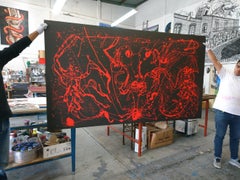 Sergio Hernandez n201 Large Abstract Woodcut Hand-Signed Mexican Art Oaxaca