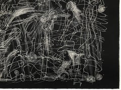 Original woodcut signed 2011 untitled 29x4in abtract figurative action engraving