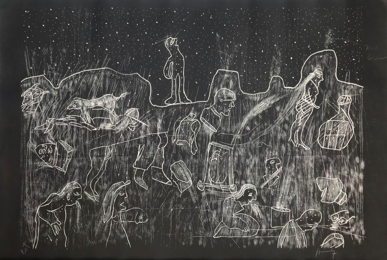 Sergio Hernández, "Untitled", 2011, Woodcut, 29.9x44.1 in
