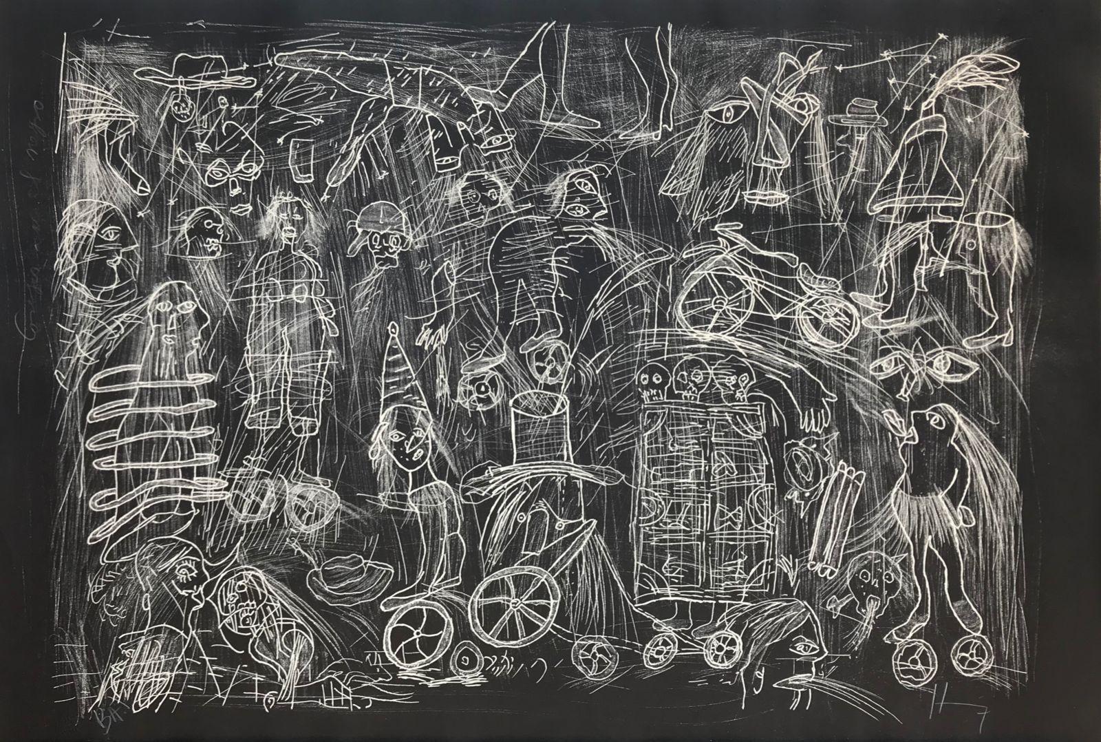 Sergio Hernández, "Untitled", 2011, Woodcut, 29.9x44.1 in