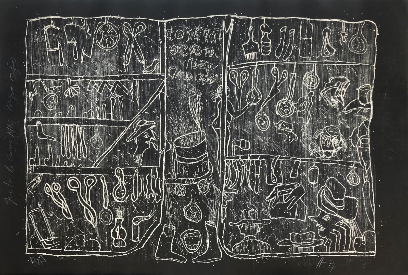 Sergio Hernández, "Untitled", 2011, Woodcut, 29.9x44.1 in