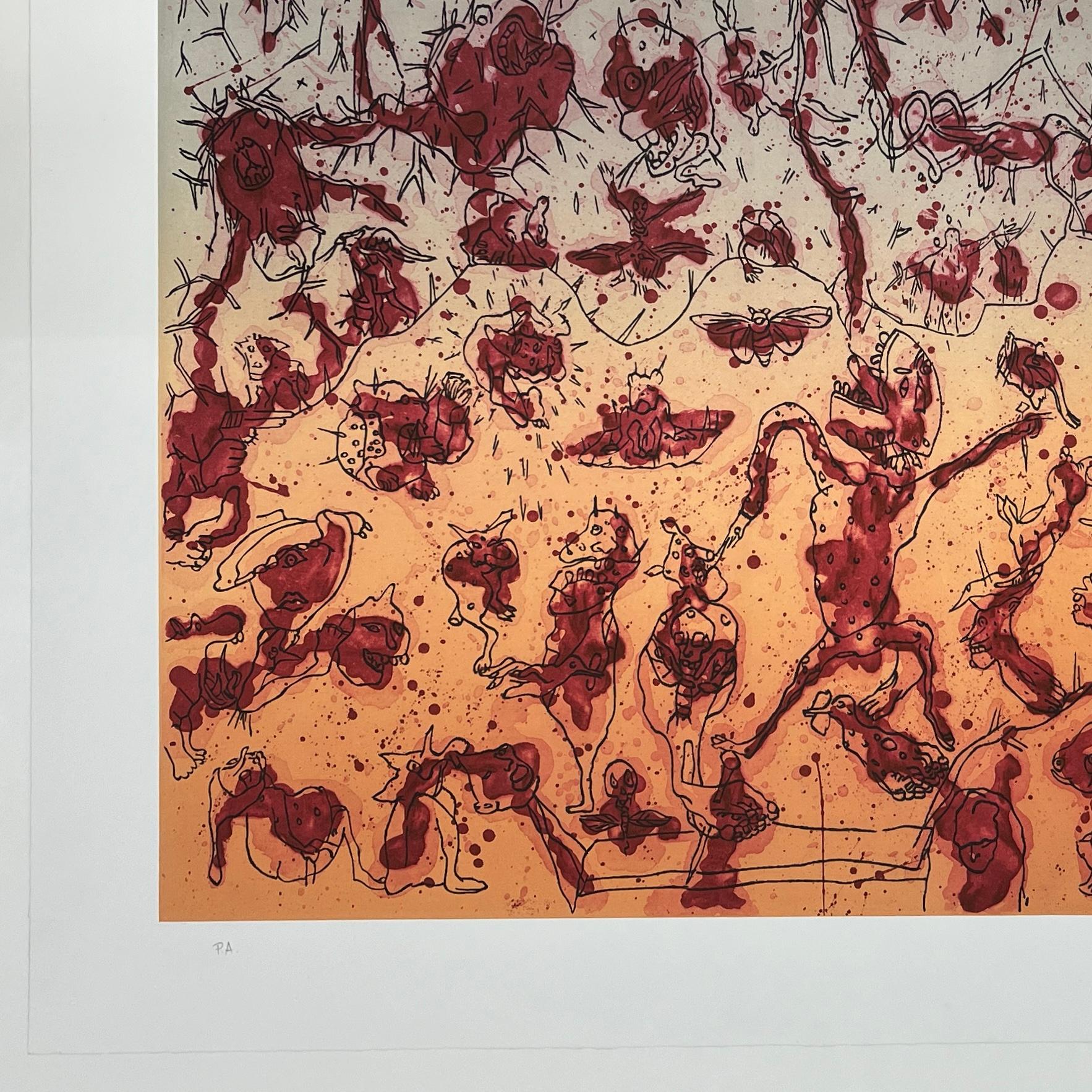 SERGIO HERNANDEZ Artista mexicano grabado al aguafuerte original firmado Oaxaca n187 - Print Contemporáneo de Sergio Hernández