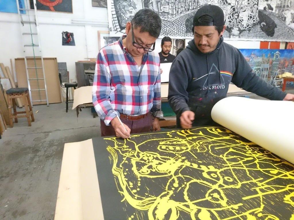 Sergio Hernández, 'Untitled', 2016, Woodcut, 46.9x82.7 in 1