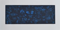 Sergio Hernández, 'Untitled (blue) ', 2014, Etching, 13.4x33.9 in