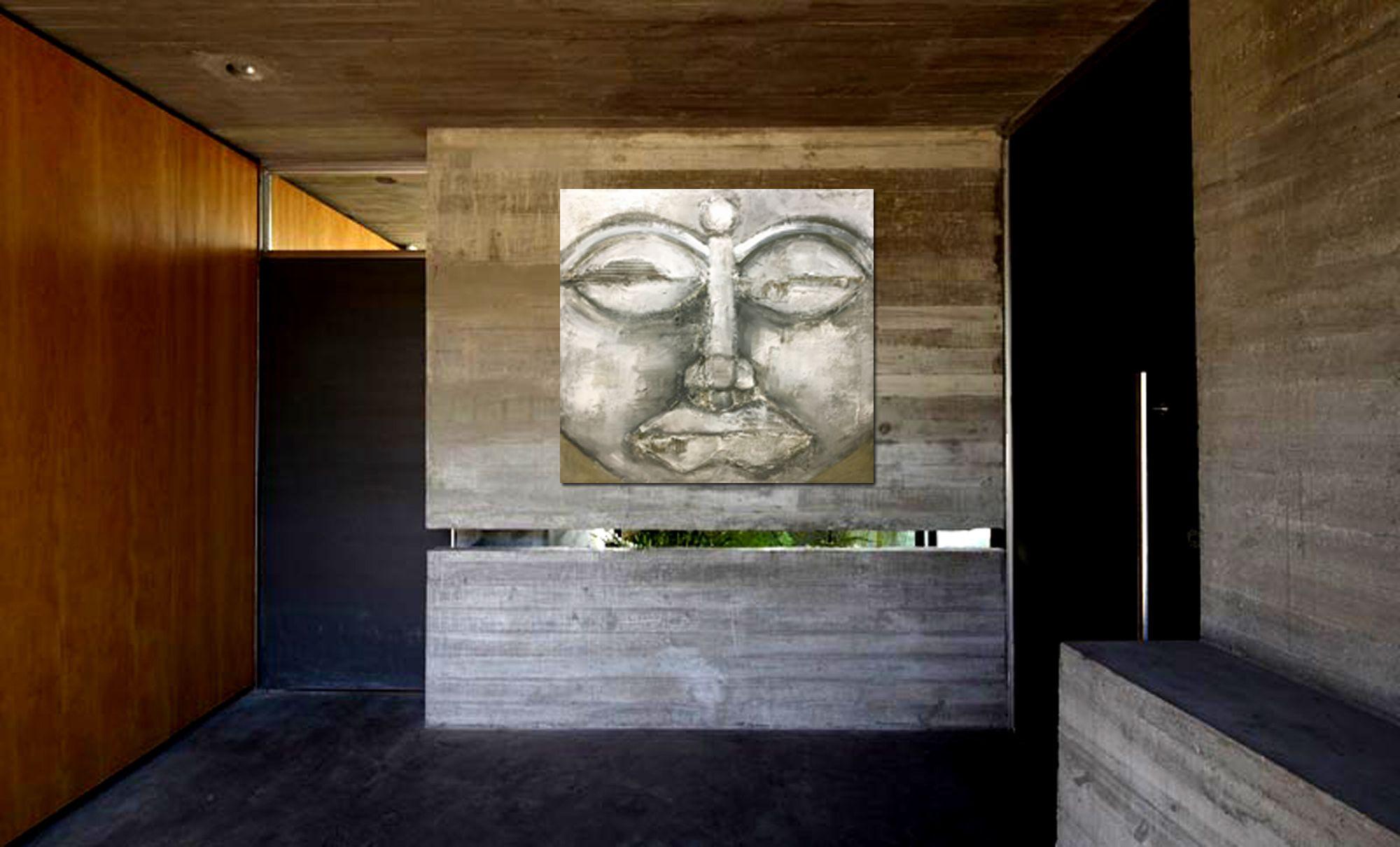 Buddha, Pittura, Acrilico su pannello di Wood - Painting di Sergio Lazo