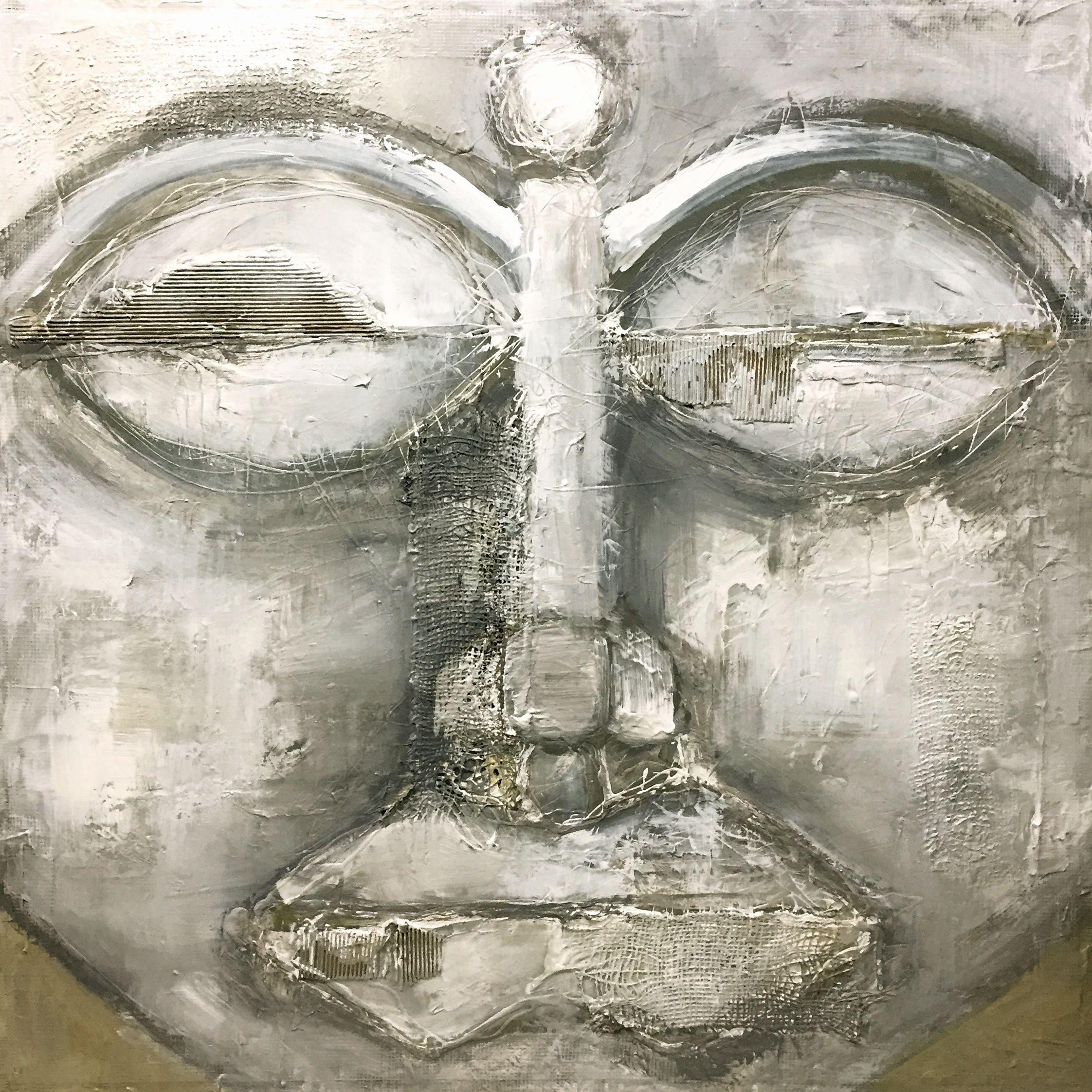 Sergio Lazo Abstract Painting - Buddha, Painting, Acrylic on Wood Panel