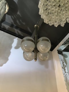 Sergio Mazza "Artemide" 1961 Lampadario 8 L Tetraclio in vetro ottone nichelato