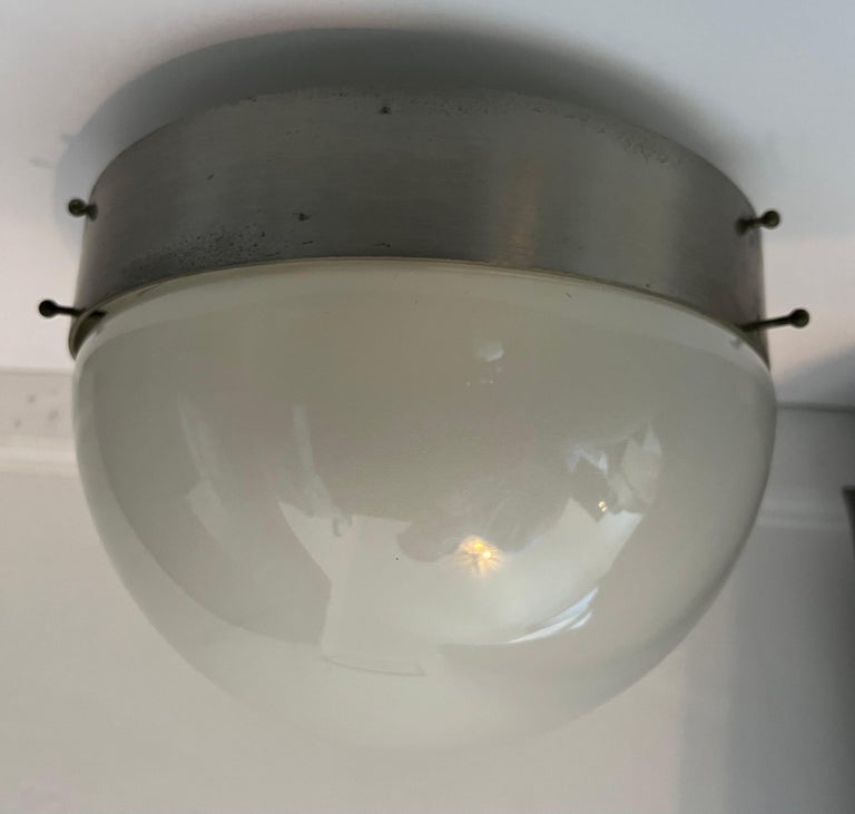 Steel Sergio Mazza Artemis Clio Flush Ceiling Light 1960 Italian Mid-Century For Sale