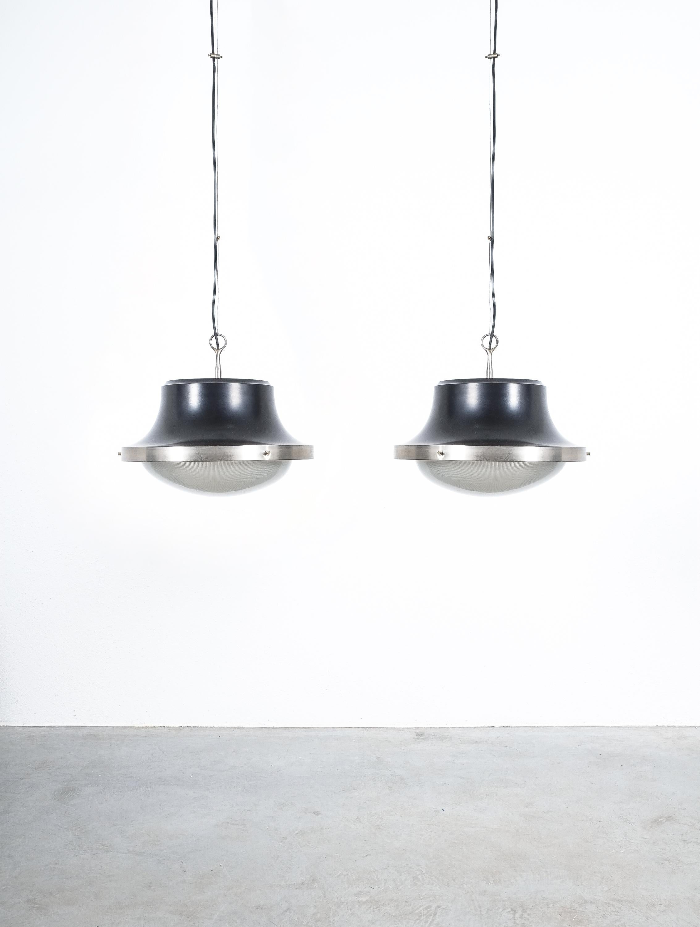 Set of three Sergio Mazza ceiling pendant lamps 