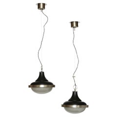 Sergio Mazza Deckenhänger aus vernickeltem Messing, ein Paar Italien ca. 1960er Jahre