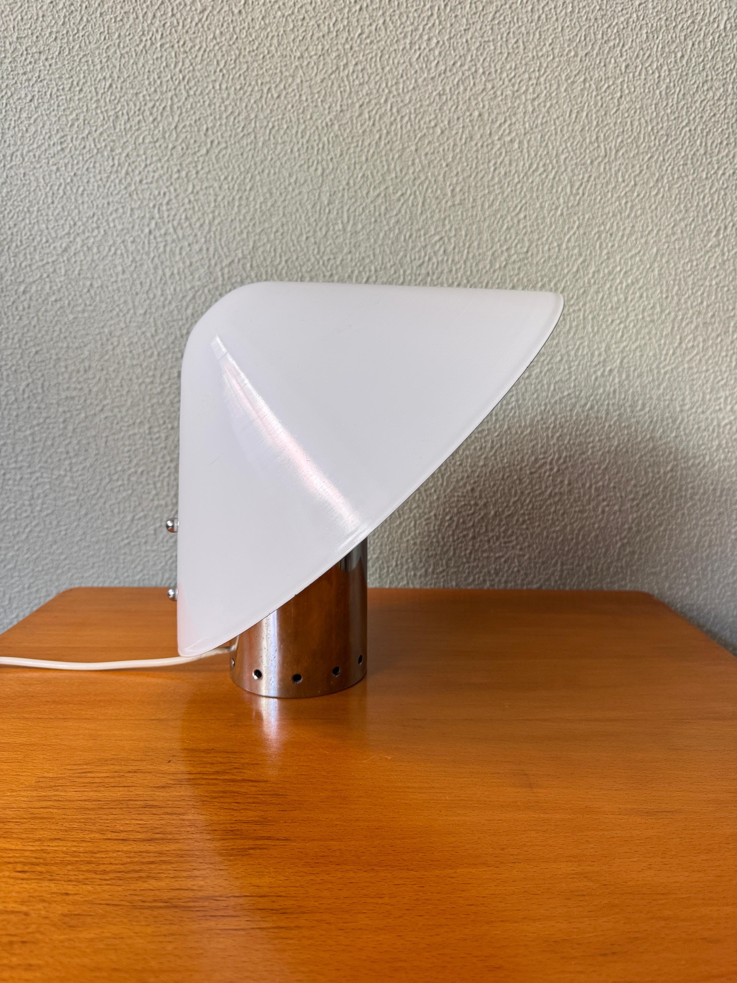 Sergio Mazza Chioccio Weiß Aluminium Chrom Tischlampe Quattrifolio 1970er Jahre Italien im Angebot 4