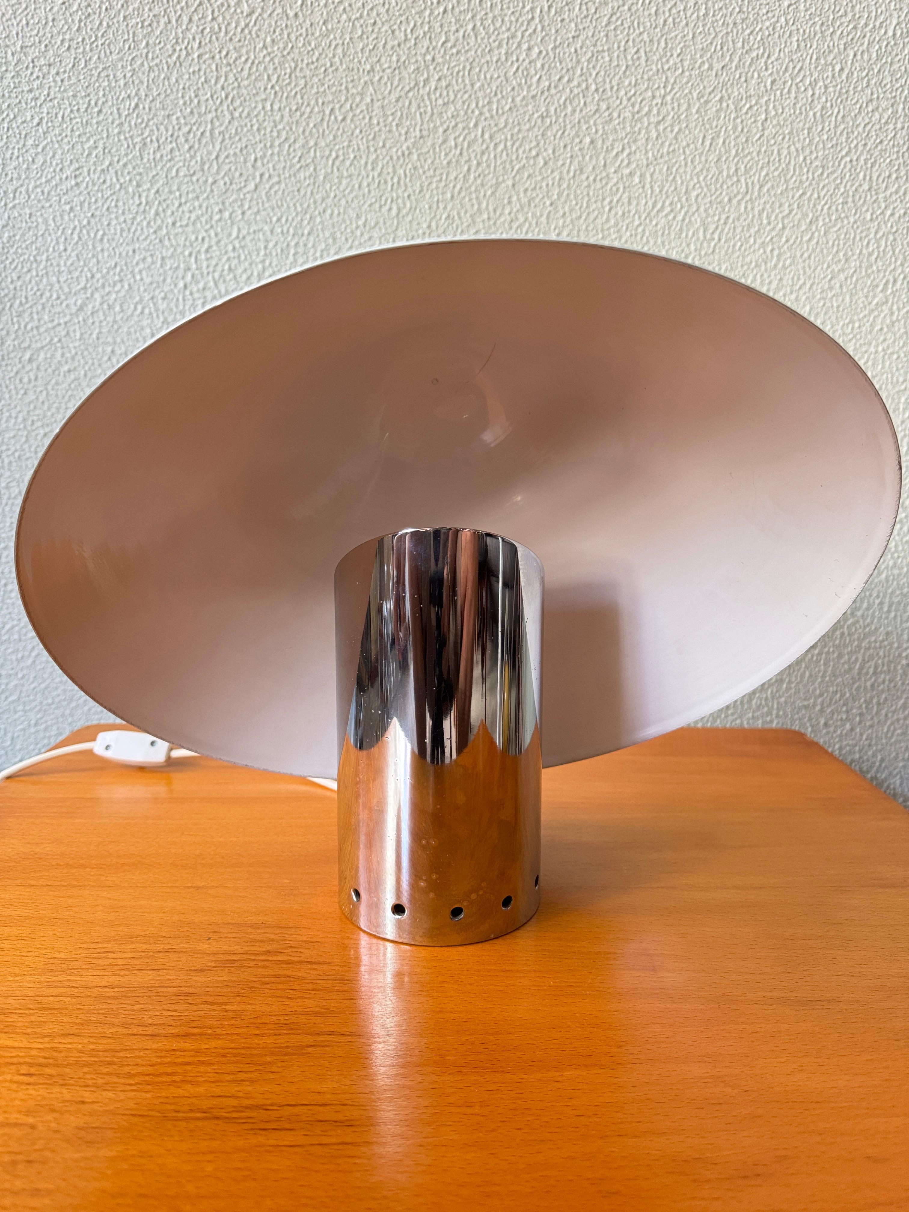 Sergio Mazza Chioccio Weiß Aluminium Chrom Tischlampe Quattrifolio 1970er Jahre Italien im Angebot 5