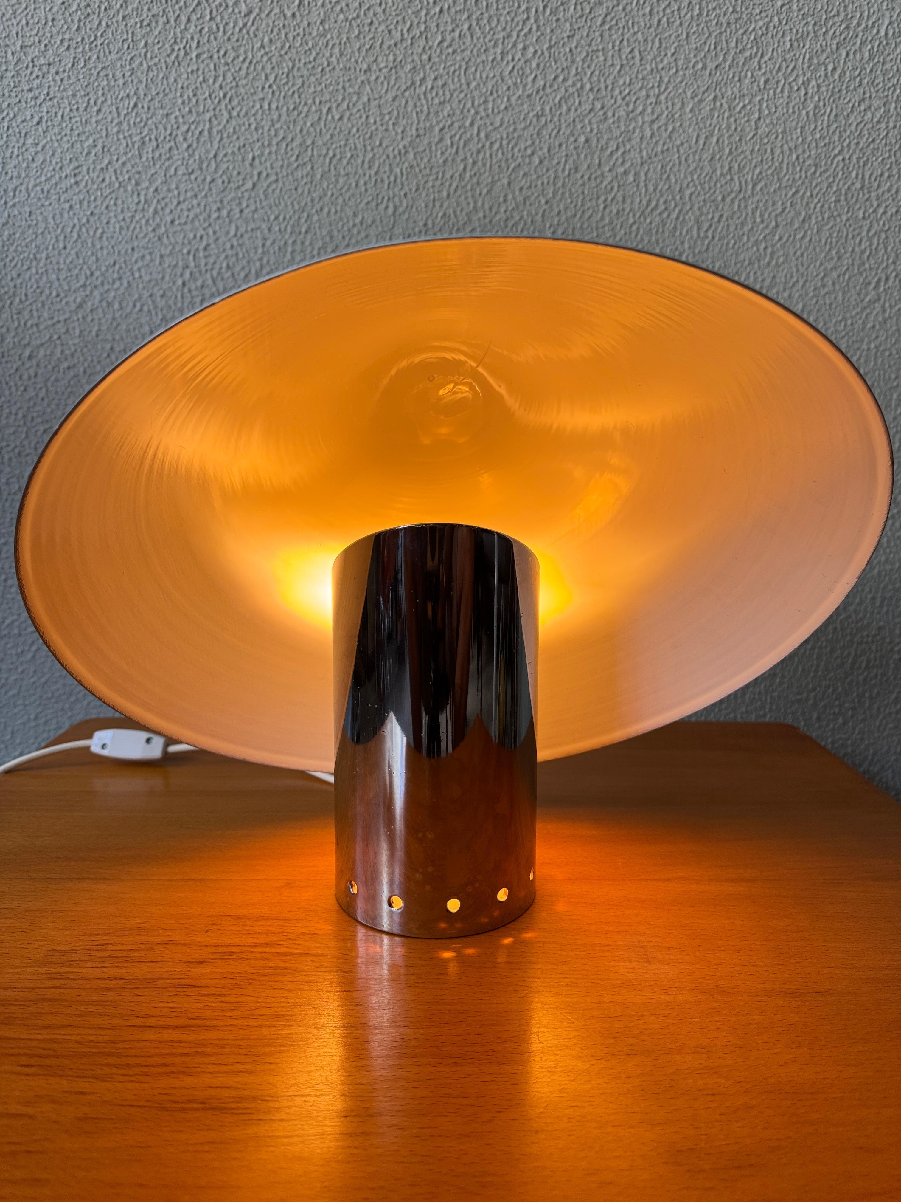 Sergio Mazza Chioccio Weiß Aluminium Chrom Tischlampe Quattrifolio 1970er Jahre Italien im Angebot 6